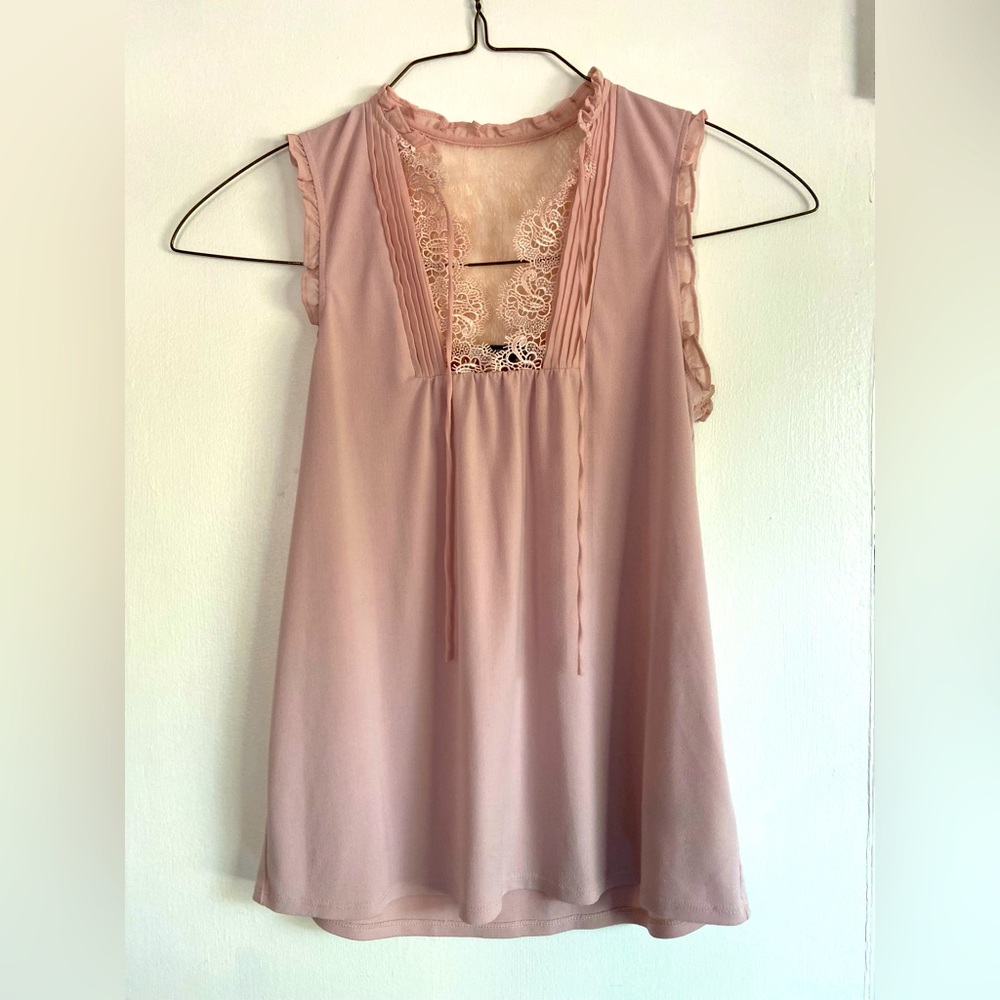 Blush pink lace blouse